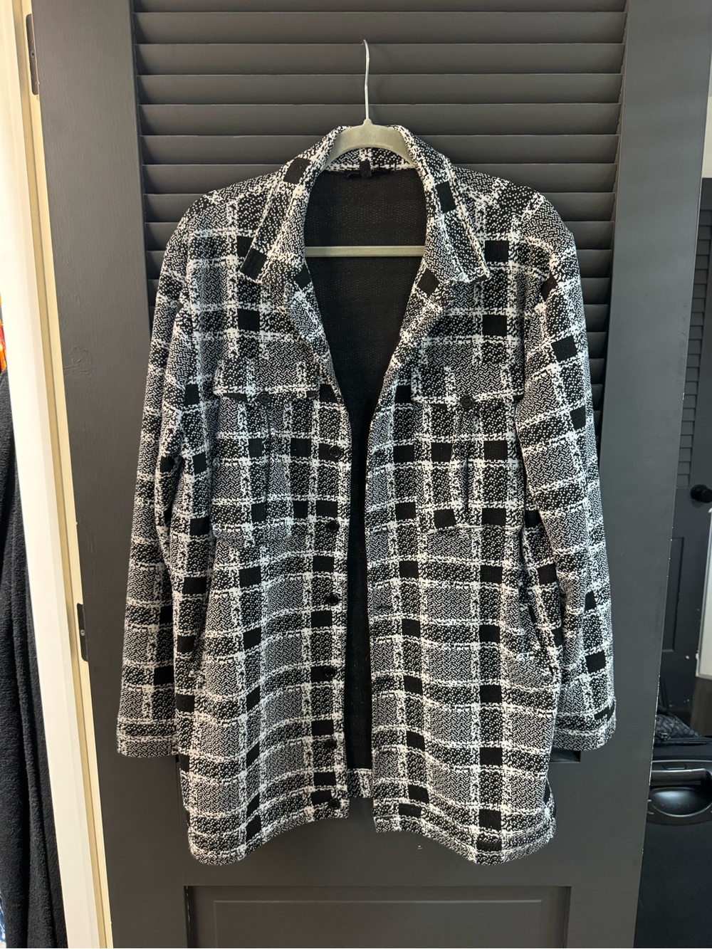 Stella Luce Black and White Plaid Open Cardigan